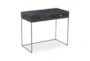 36" Modern Black Carved Front Mini Writing Desk With 2 Drawers - Side