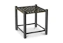 18" Modern Black Leather Weave + Black Wood Accent Stool - Side