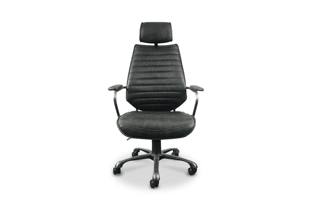 45" Modern Black Leather Executive Rolling Office Desk Chair