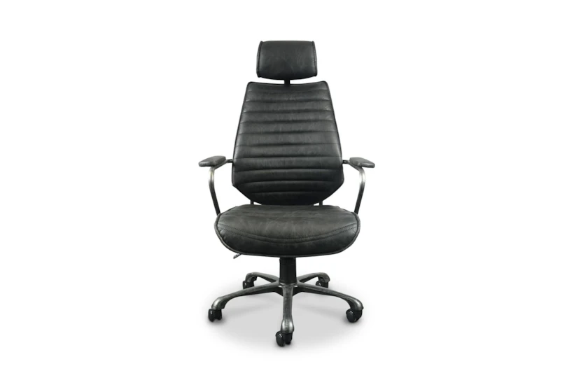45" Modern Black Leather Executive Rolling Office Desk Chair - 360