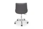 31" Modern Grey Leather Channeled Bucket Rolling Office Desk Chair - Back