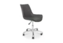 31" Modern Grey Leather Channeled Bucket Rolling Office Desk Chair - Side