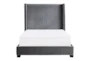 Lenbury Grey Full Velvet Upholstered Shelter Bed - Front
