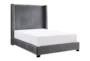 Lenbury Grey Full Velvet Upholstered Shelter Bed - Signature