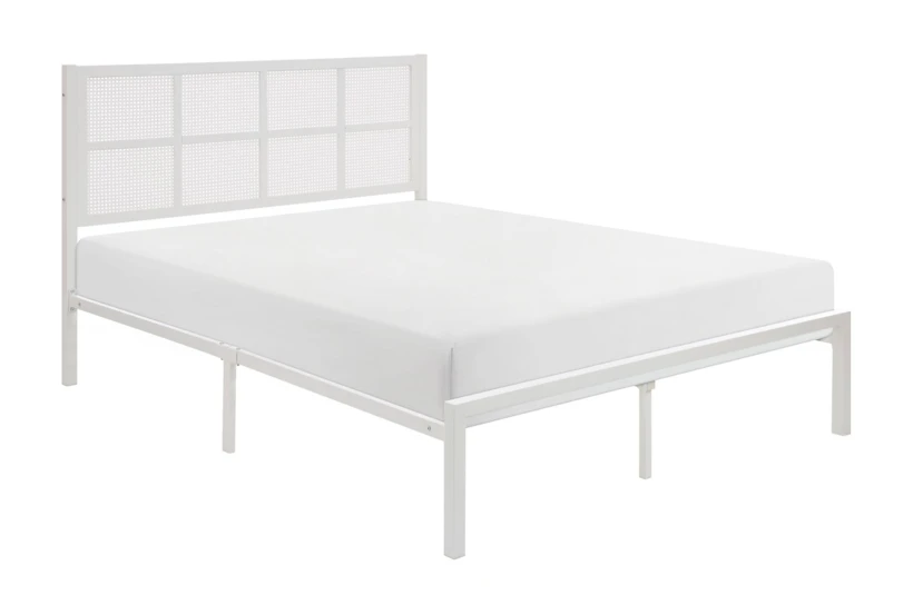 Sanborn White Full Metal & Faux Cane Platform Bed - 360