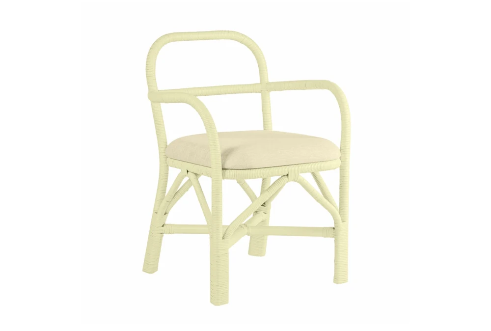 23" Modern Cream Rattan Outdoor Dining Chair
