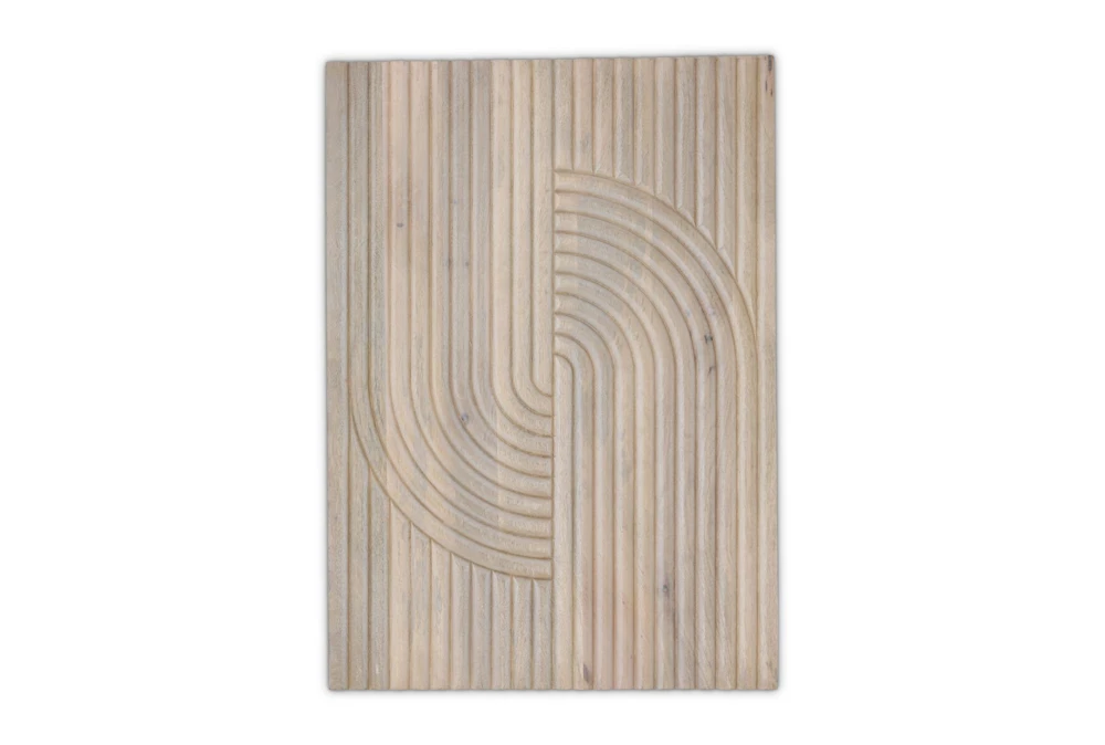20X28 Natural Circle Fluted Carved Wood Wall Art