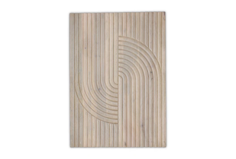 20X28 Natural Circle Fluted Carved Wood Wall Art - 360