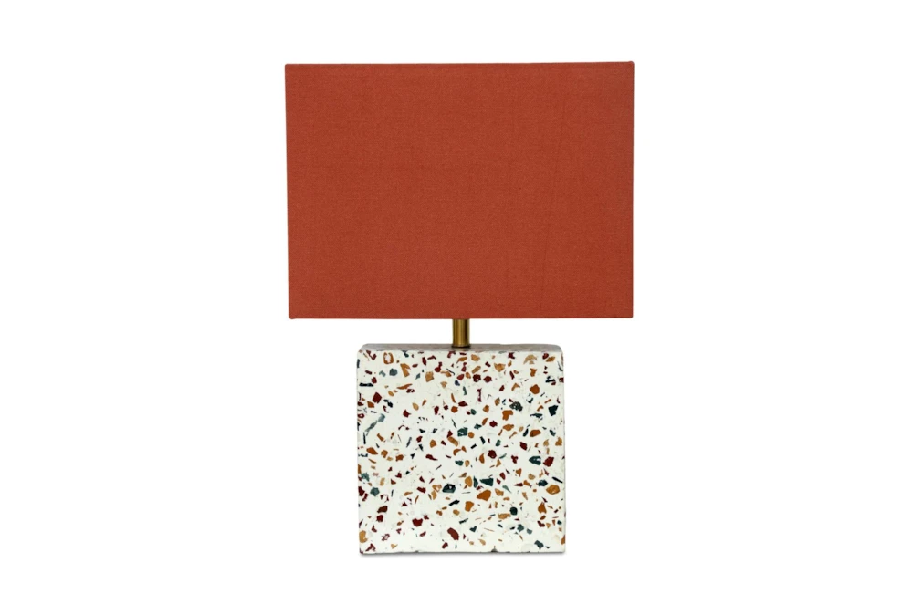 17.5" Multicolor Terrazzo Square And Orange Shade Table Lamp