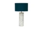 20" Multicolor Terrazzo Cylinder And Blue Shade Table Lamp - Signature