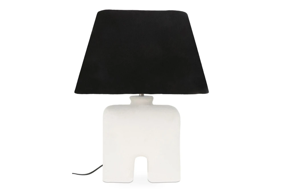 12.5" White Organic Arch And Black Shade Table Lamp