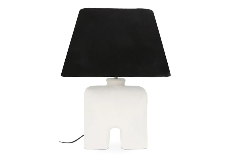 12.5" White Organic Arch And Black Shade Table Lamp - 360