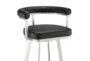 Adelaide 26" Swivel Counter Stool In Brushed Stainless Steel With Black Faux Leather - Detail