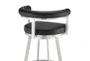 Adelaide 26" Swivel Counter Stool In Brushed Stainless Steel With Black Faux Leather - Detail