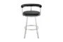 Adelaide 26" Swivel Counter Stool In Brushed Stainless Steel With Black Faux Leather - Front