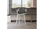 Adelaide 26" Swivel Counter Stool In Brushed Stainless Steel With Black Faux Leather - Room
