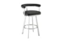 Adelaide 26" Swivel Counter Stool In Brushed Stainless Steel With Black Faux Leather - Signature
