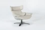 Raiden Mushroom Grey Leather Reclining Swivel Chair - Side