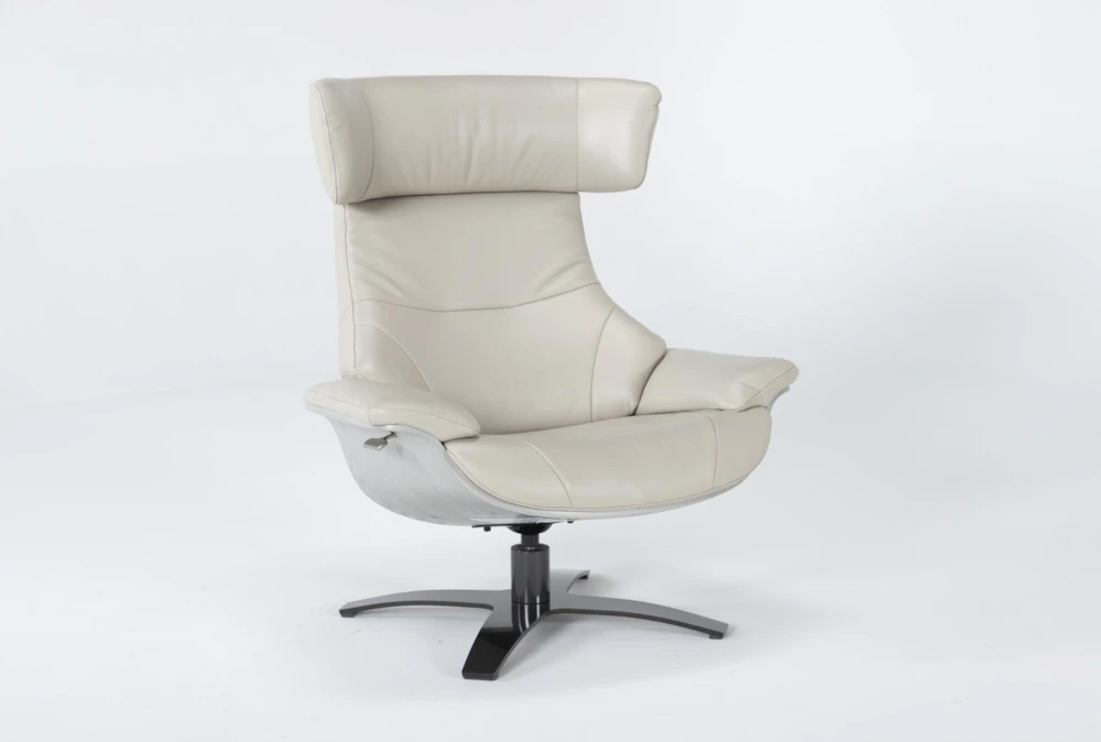 Raiden Mushroom Grey Leather Reclining Swivel Chair