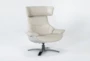 Raiden Mushroom Grey Leather Reclining Swivel Chair & Ottoman - Signature