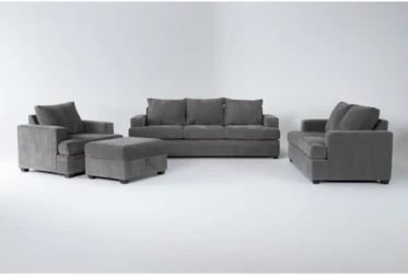 Bonaterra Charcoal 4 Piece Sofa, Loveseat, Chair & Storage Ottoman Set