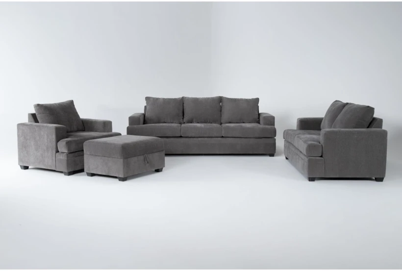 Bonaterra Charcoal 97" 4 Piece Sofa/Loveseat/Chair/Ottoman Set - 360