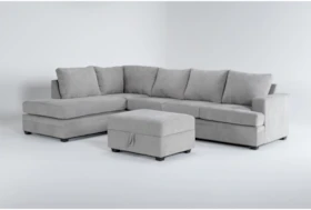 Bonaterra Dove 127" 2 Piece Sectional With Left Arm Facing Corner Chaise & Right Arm Facing Sleeper Sofa & Ottoman
