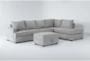Bonaterra Dove 127" 2 Piece Sectional with Left Arm Facing Queen Sleeper Sofa,Right Arm Facing Corner Chaise & Storage Ottoman - Signature