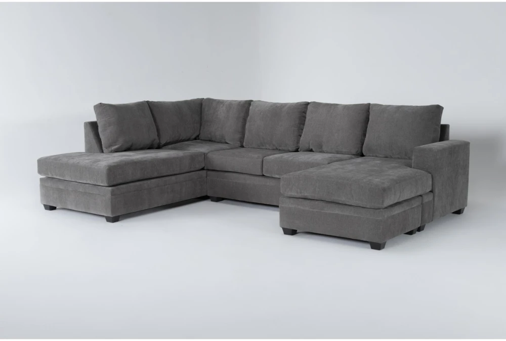 Bonaterra Charcoal 127" 2 Piece Sectional With Left Arm Facing Corner Chaise & Right Arm Facing Sleeper Chaise