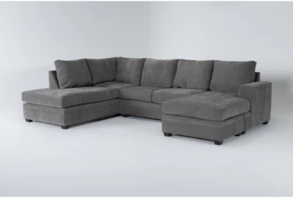 Bonaterra Charcoal 127" 2 Piece Sectional with Right Arm Facing Sleeper Sofa Chaise & Left Arm Facing Corner Chaise - Signature