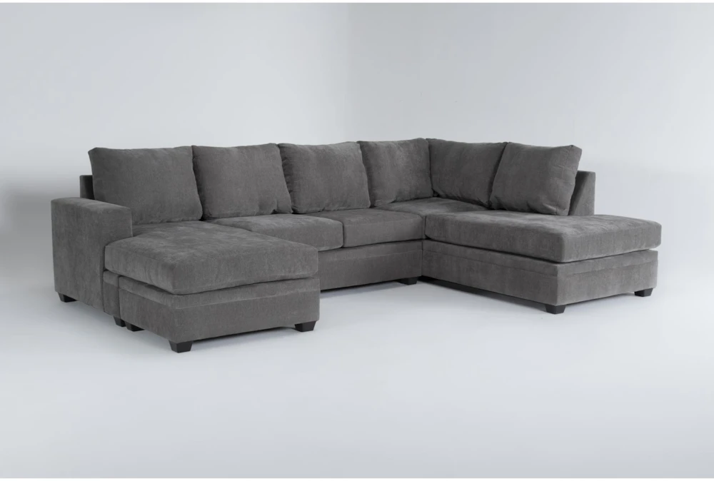 Bonaterra Charcoal 127" 2 Piece Sectional With Right Arm Facing  Corner Chaise & Left Arm Facing Sleeper Chaise