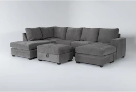 Bonaterra Charcoal 127" 2 Piece Sectional With Left Arm Facing Corner Chaise, Right Arm Facing Sleeper Chaise & Ottoman