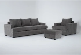 Bonaterra Charcoal 3 Piece Sleeper Sofa, Chair & Ottoman Set