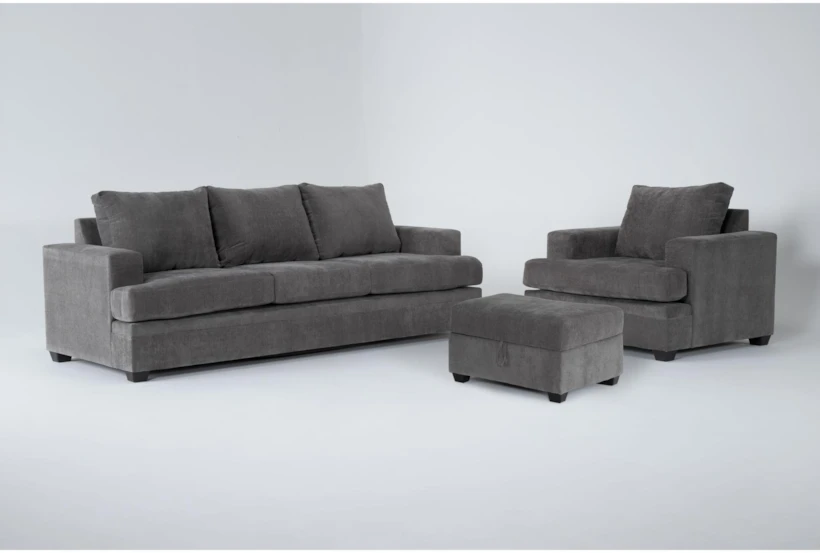Bonaterra Charcoal 3 Piece Sleeper Sofa, Chair & Ottoman Set - 360