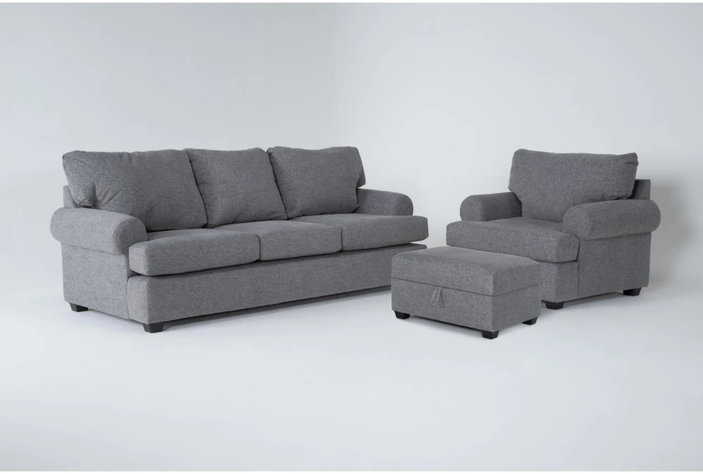 Hampstead Graphite 3 Piece Sleeper Sofa, Chair & Ottoman Set