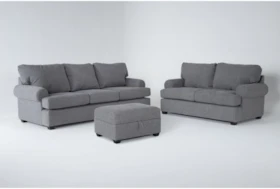 Hampstead Graphite 3 Piece Sleeper Sofa, Loveseat & Ottoman Set