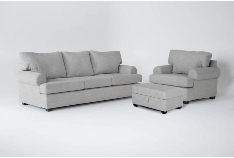 Hampstead Dove 3 Piece Sleeper Sofa, Chair & Ottoman Set - 360